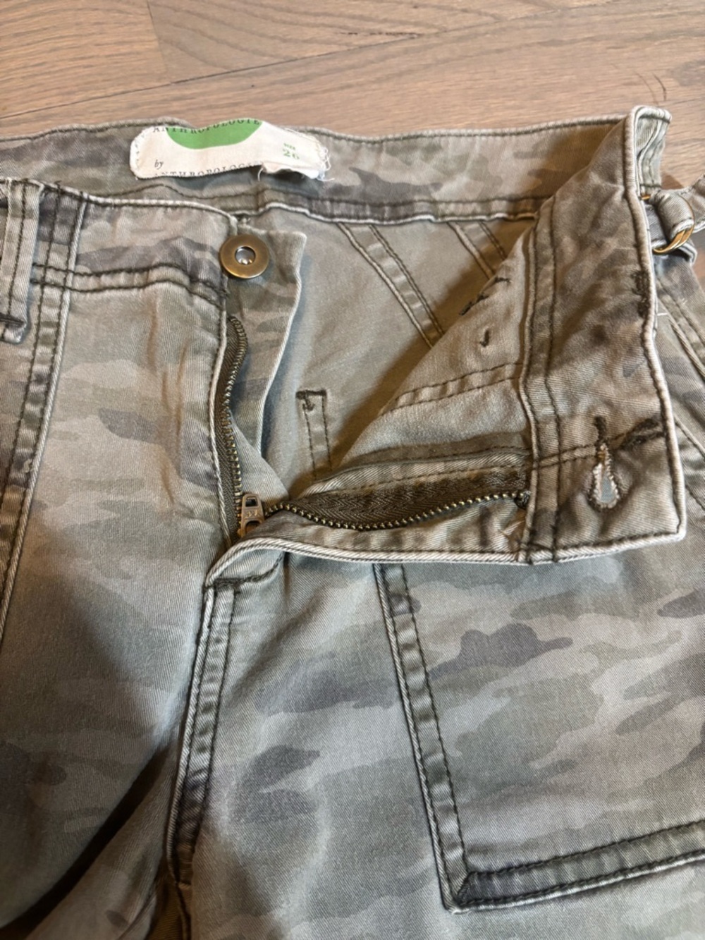 Anthropologie Olive Camo Straight-Leg Utility Jeans - Picture 7 of 7